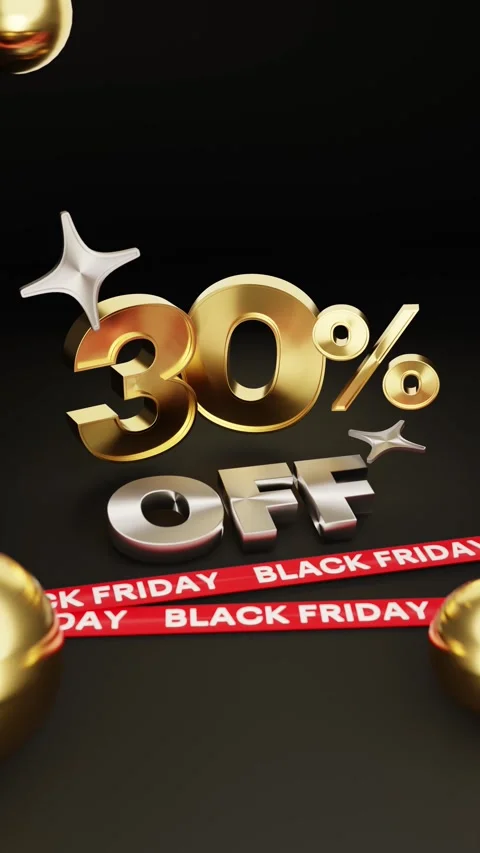 Black Friday, 30% off. 3D Graphics Animated Video Concept Stock Footage 332644252