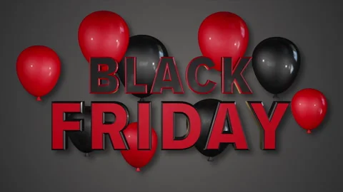 Black Friday 3D animation with balloons Stock Footage 255141761