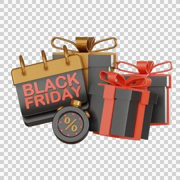 Black friday 3d icon gift sale joy. Stock Illustration