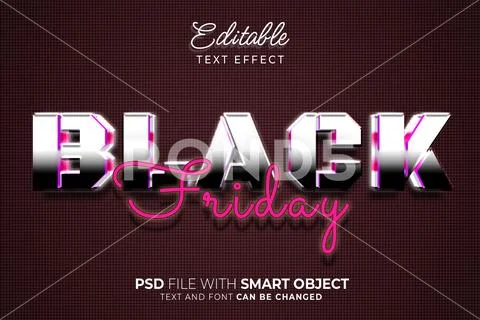 Black friday 3d neon text style effect. editable font effect style PSD Template