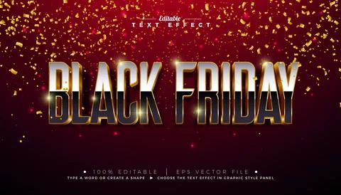Black Friday 3D Text Effect Design. Editable and Scalable Vector Graphic Style Illustrazione stock