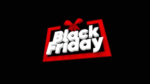Black Friday 3D Text in red gift box. Animated Label Text with bounce animation Stock Footage 138565559