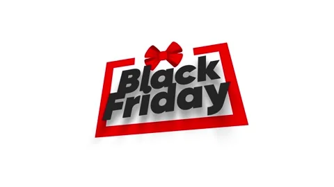 Black Friday 3D Text in red gift box. Animated Label Text with bounce animation Stock Footage 138565561