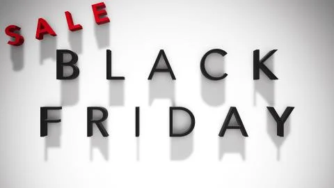 Black Friday 3D Text - Shadows On A White Background Stock Illustration
