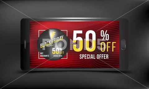 Black Friday 50 off discount. Concept advertising poster super sale of with  s: Royalty Free #81991426