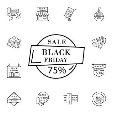 Black friday, 75 percent flat vector icon in black friday pack Stock Illustration