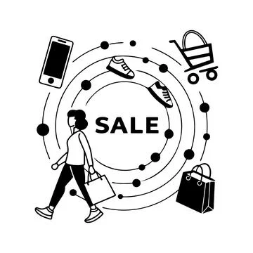 Black friday abstract ring of floating shopping icon Stock Illustration