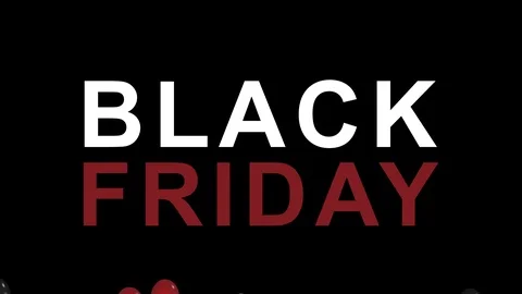 Black Friday advertisement with red, white and black balloons, background HD Stock Footage 119849593