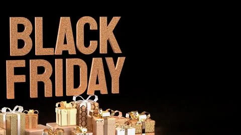 The Black Friday and Gift box  for Shopping concept 3d Rendering. Stock Illustration