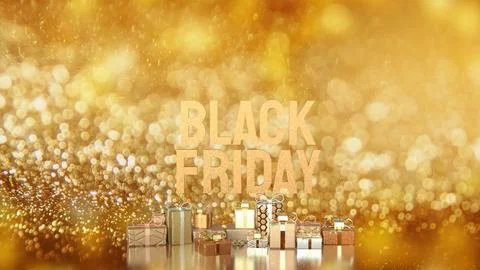 The Black Friday and Gift box  for Shopping concept 3d Rendering. Stock Illustration