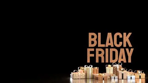The Black Friday and Gift box  for Shopping concept 3d Rendering. Stock Illustration