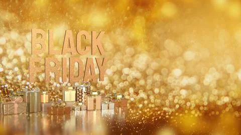 The Black Friday and Gift box  for Shopping concept 3d Rendering. Stock Illustration