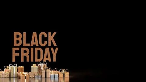 The Black Friday and Gift box  for Shopping concept 3d Rendering. Stock Illustration