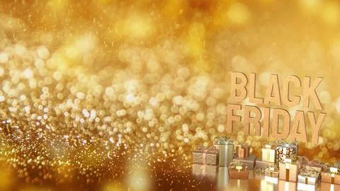 The Black Friday and Gift box  for Shopping concept 3d Rendering. Stock Illustration