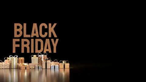 The Black Friday and Gift box  for Shopping concept 3d Rendering. Stock Illustration