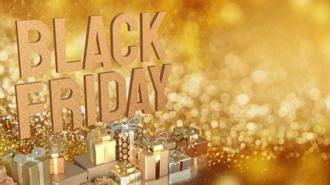 The Black Friday and Gift box  for Shopping concept 3d Rendering. Stock Illustration