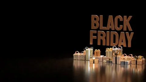 The Black Friday and Gift box  for Shopping concept 3d Rendering. Stock Illustration