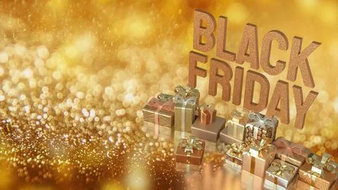The Black Friday and Gift box  for Shopping concept 3d Rendering. Stock Illustration