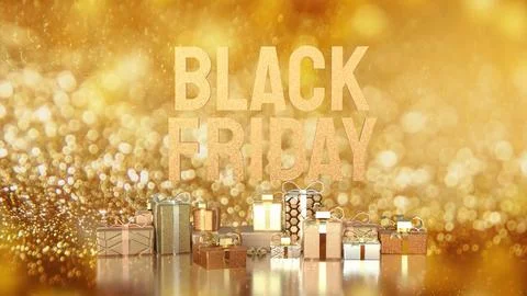 The Black Friday and Gift box  for Shopping concept 3d Rendering. Stock Illustration