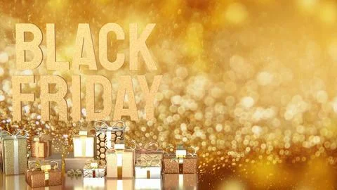 The Black Friday and Gift box  for Shopping concept 3d Rendering. Stock Illustration