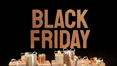 The Black Friday and Gift box  for Shopping concept 3d Rendering. Stock Illustration