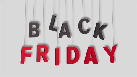Black Friday animation 3D with hanging letters Stock Footage 252140054