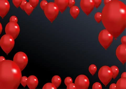 Black friday backdrop. Red balloons concept design with dark empty space for 스톡 일러스트