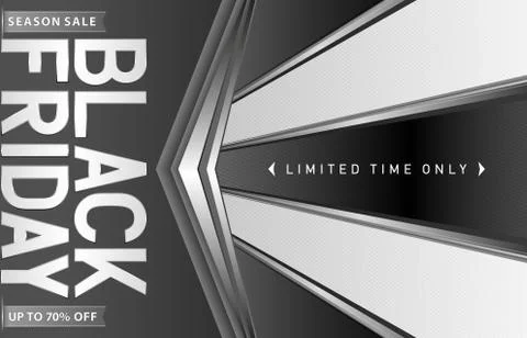 Black Friday background with arrows, Label Season Sale on abstract monochrome Stock Illustration