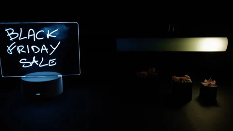 Black Friday background with panel and gifts Stock Footage 254769704