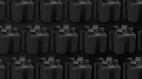 Black Friday Background with Seamless Pattern of Dark Gift Boxes for Cyber .. Stock Footage 347711992