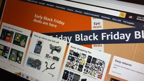 Black Friday Banner on Amazon Web Site Stock Footage 221273967