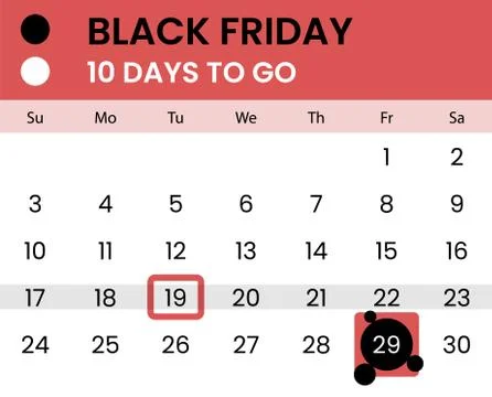 Black friday banner as calendar with countdown Stock Illustration