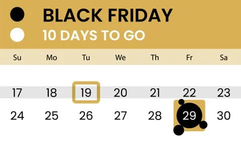 Black friday banner as calendar with countdown Stock Illustration