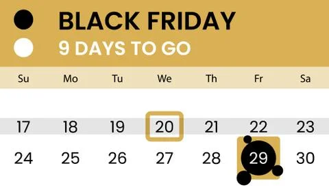 Black friday banner as calendar with countdown Stock Illustration