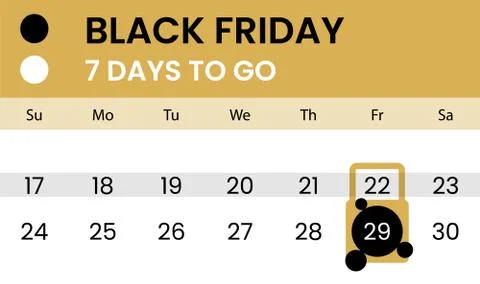 Black friday banner as calendar with countdown Stock Illustration