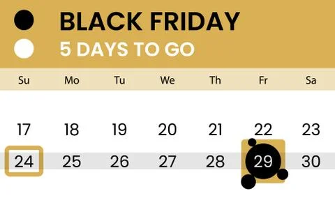 Black friday banner as calendar with countdown Stock Illustration