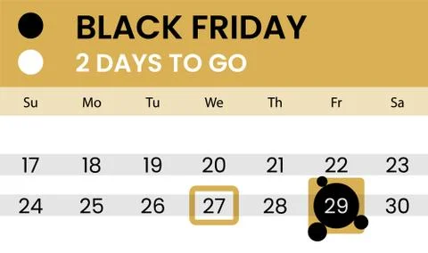 Black friday banner as calendar with countdown Stock Illustration