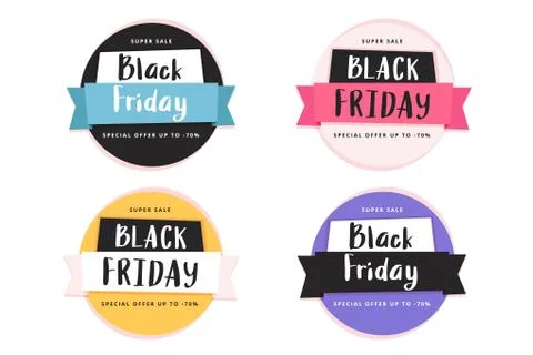 Black friday banner template set, vector illustration Illustration