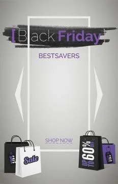 Black friday bestsavers 3d web banner vector template Illustrazione stock