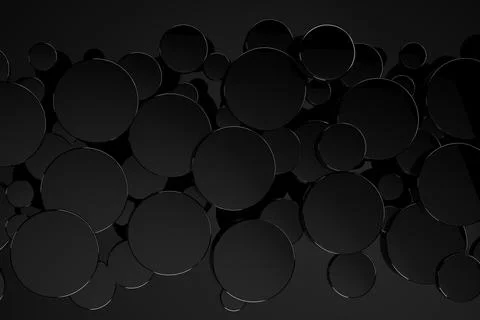 Black friday black abstract background with flying glossy plastic circles as  Stock Photos