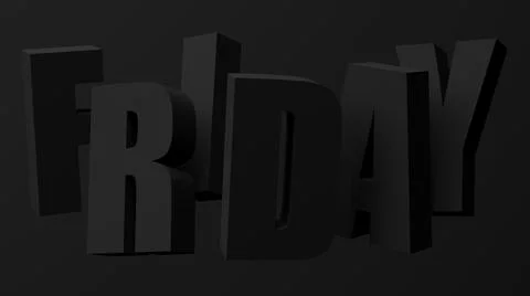 Black FRIDAY. Black background. Abstract monochrome illustration, 3d render. Stock Illustration