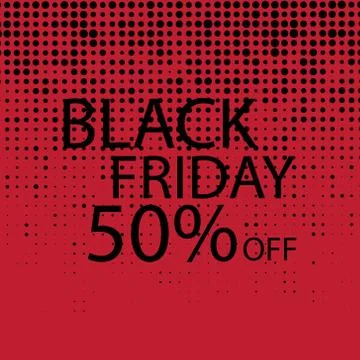 Black Friday Black dots on red background. Stock Illustration