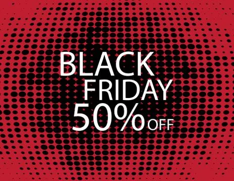Black Friday Black dots on red background. Stock Illustration