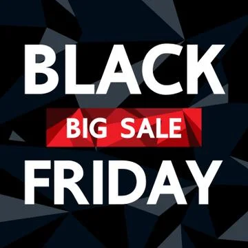Black Friday on black poly abstract background. Stock Illustration