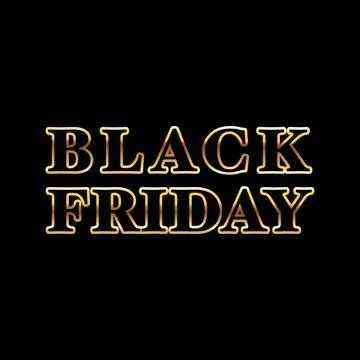 Black Friday - Black Typography and Golden Outline on Black Background Stock Illustration