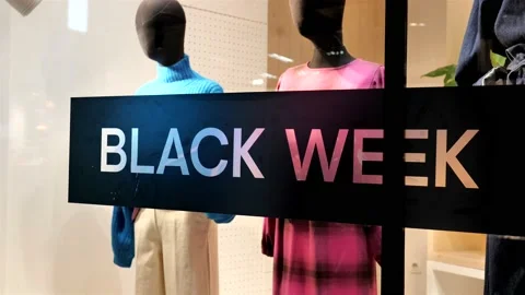 Black friday 'Black Week' sticker on store window 動画素材 222610539