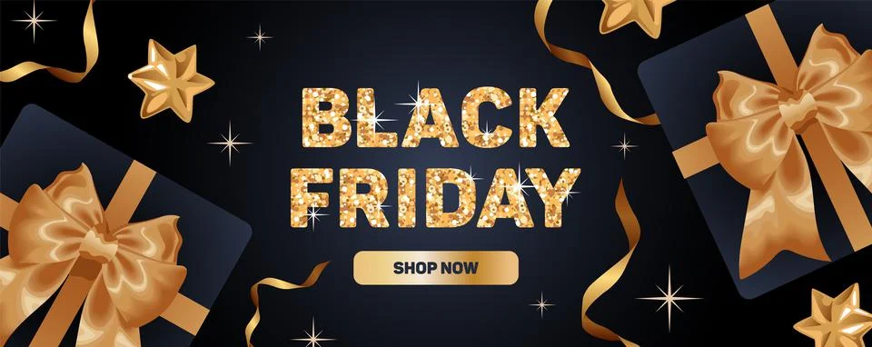 Black Friday. Bright horizontal vector illustration for sale, realistic style Stock Illustration