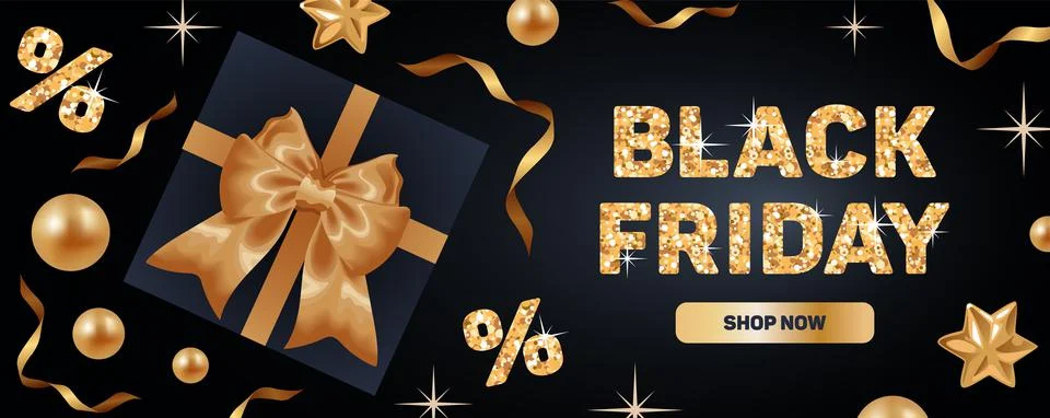 Black Friday. Bright horizontal vector illustration for sale, realistic style Illustrazione stock