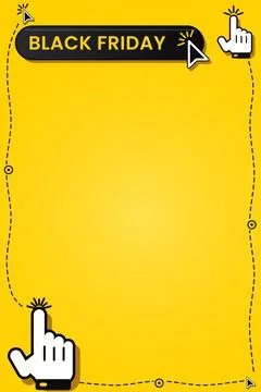 Black Friday Button with Cursor Clicks on Yellow Portrait Stock Illustration