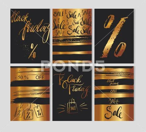 Black Friday. Calligraphic handmade lettering Black Friday, the color gold Stock Illustration